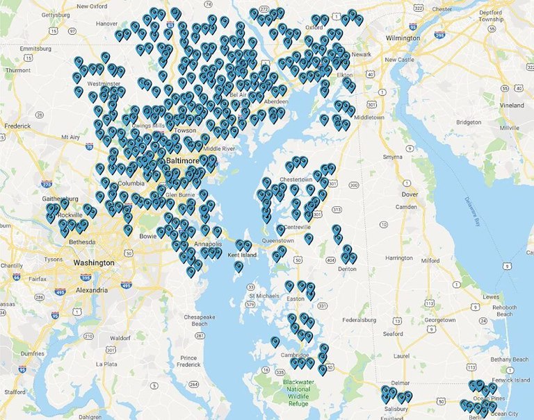 Maryland sold properties map